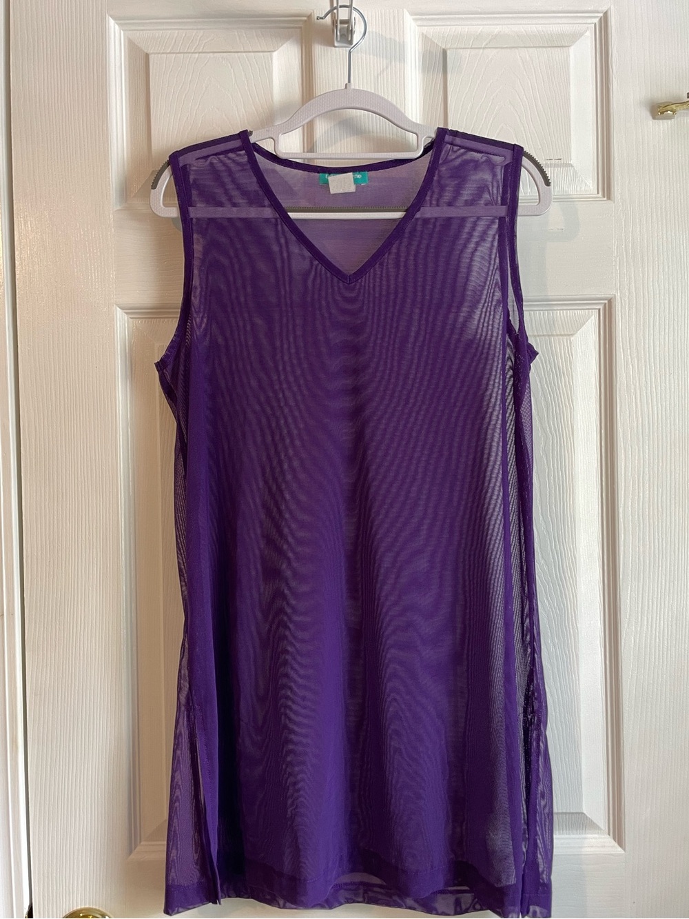 Vintage Liz Claiborne Deep Purple Mesh V-Neck Tunic, Size M